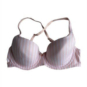Victoria's Secret 34D Pink White Stripes Body by Victoria Lined Demi